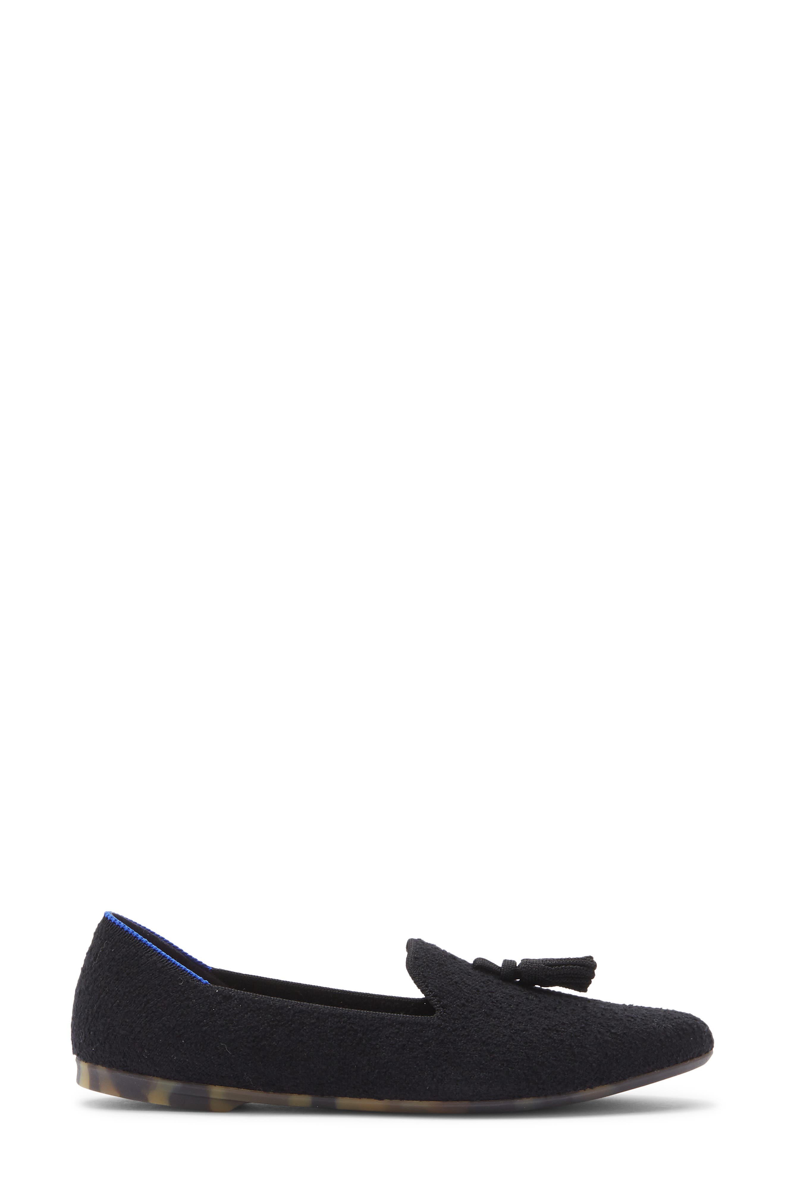 Almond Toe Tassel Flat, Alternate, color, BLACK BOUCLE