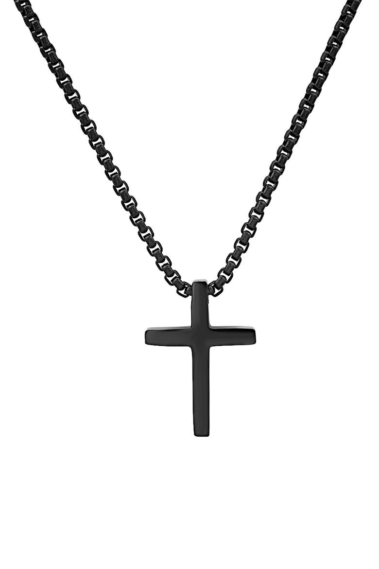 Men's Cross Pendant Necklace, Main, color, BLACK