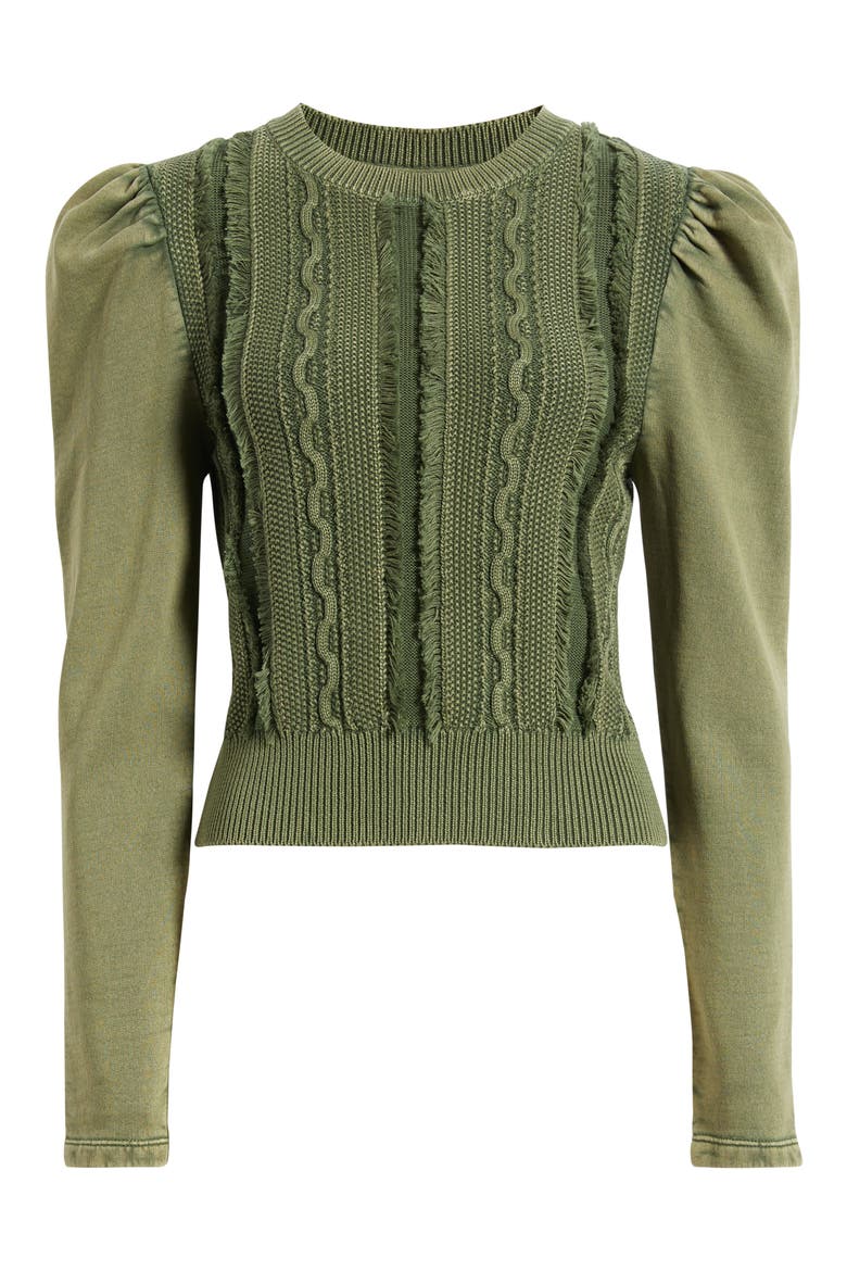 Liv Puff Sleeve Cotton Pullover, Alternate, color, IVY GREEN