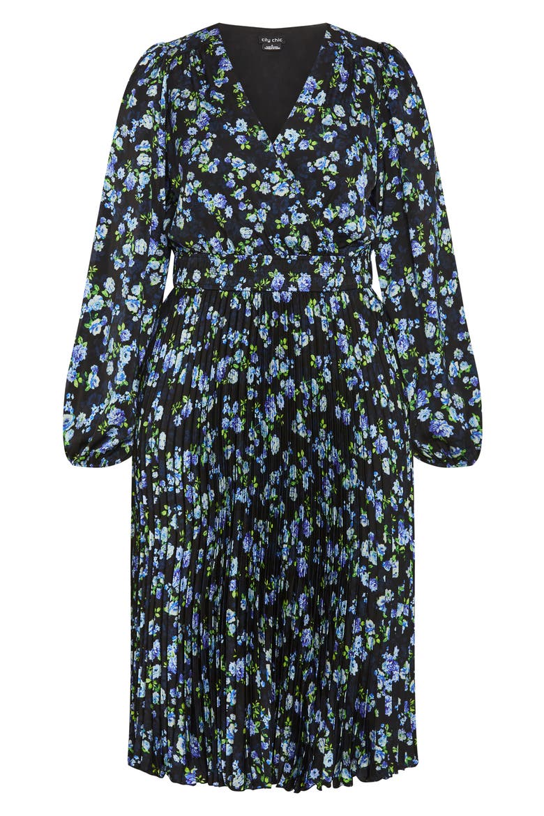 Nina Floral Midi Dress(Plus), Alternate, color, BLUE PRINT
