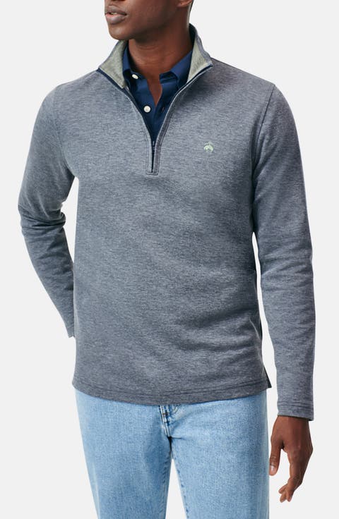 Heathered Piqué Half Zip Pullover