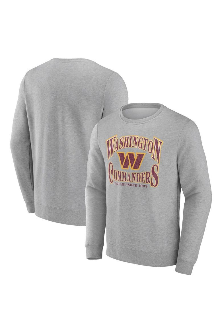 Men's Fanatics Branded Heather Gray Washington Commanders Playability Pullover Sweatshirt, Main, color, Heather Gray