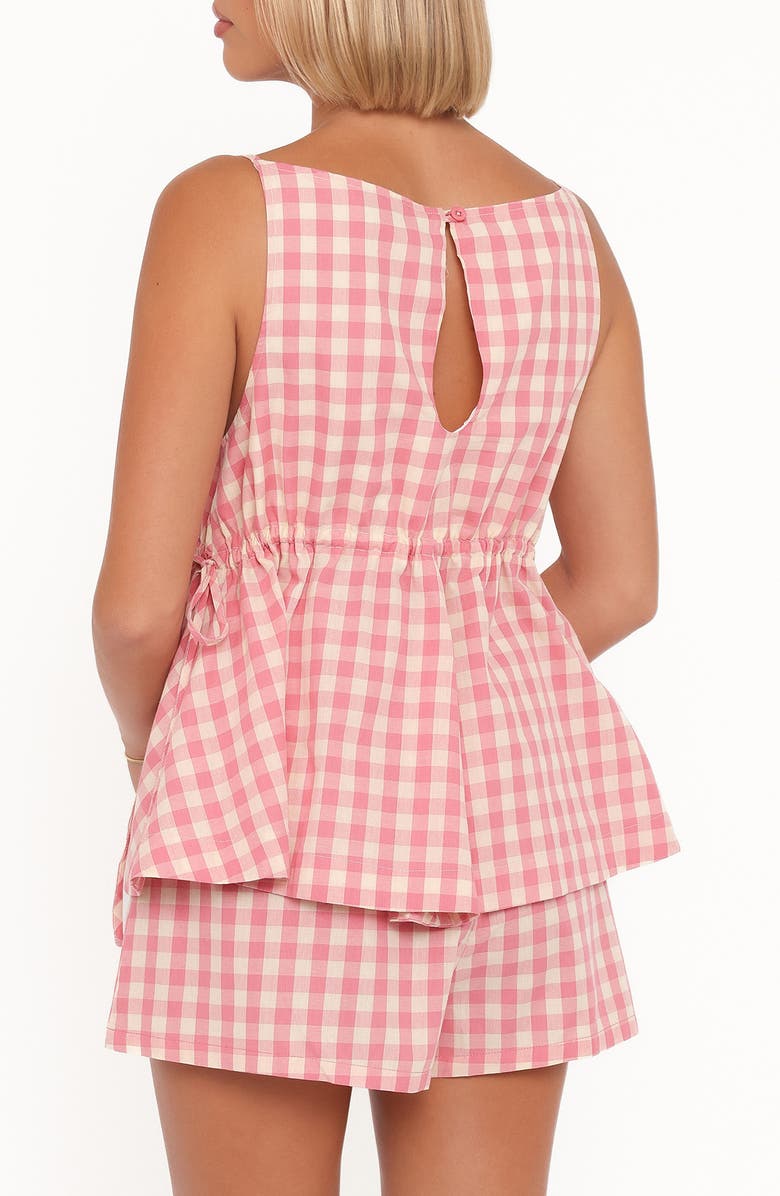 Petal & Pup Rory Gingham Cotton Peplum Tank, Alternate, color, Pink Gingham