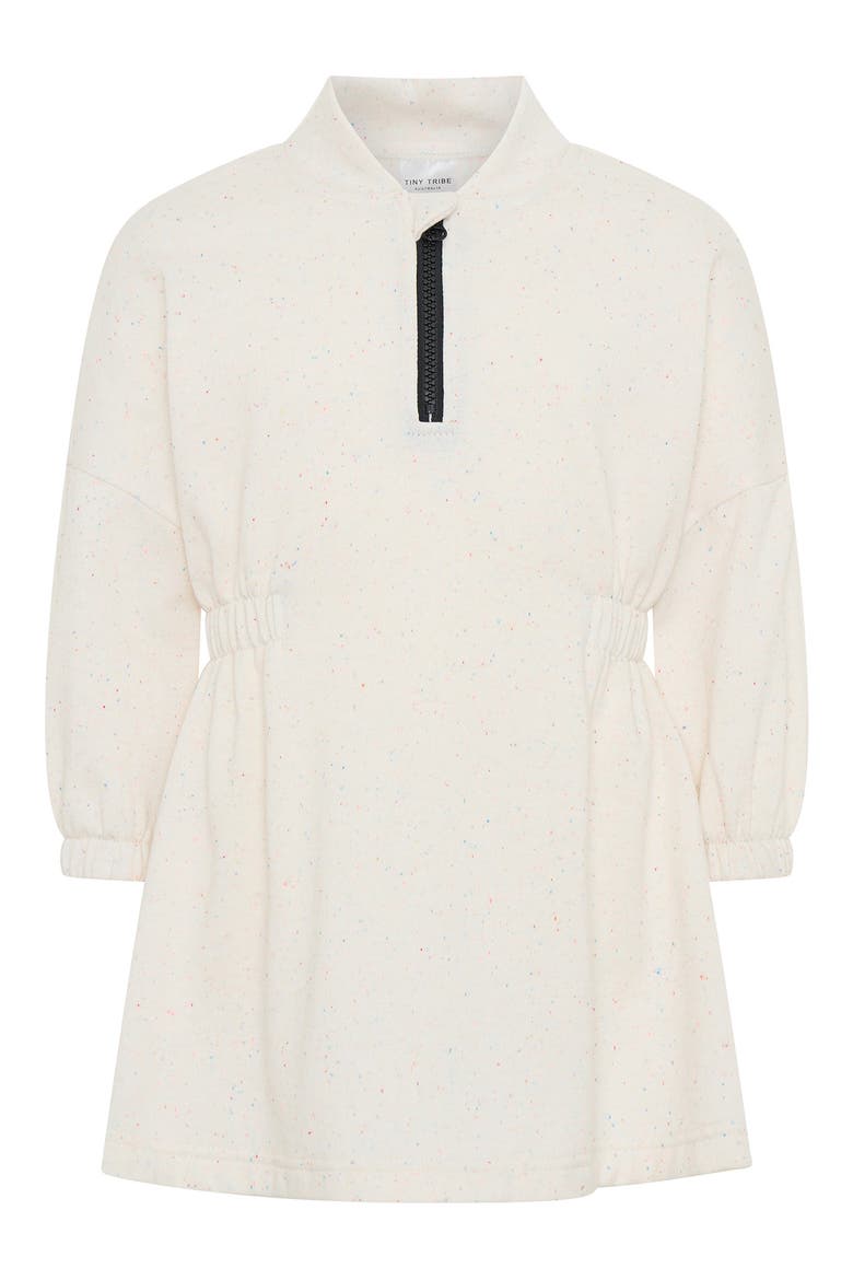 Kids' Half Zip Long Sleeve Sweatshirt Dress, Main, color, ECRU