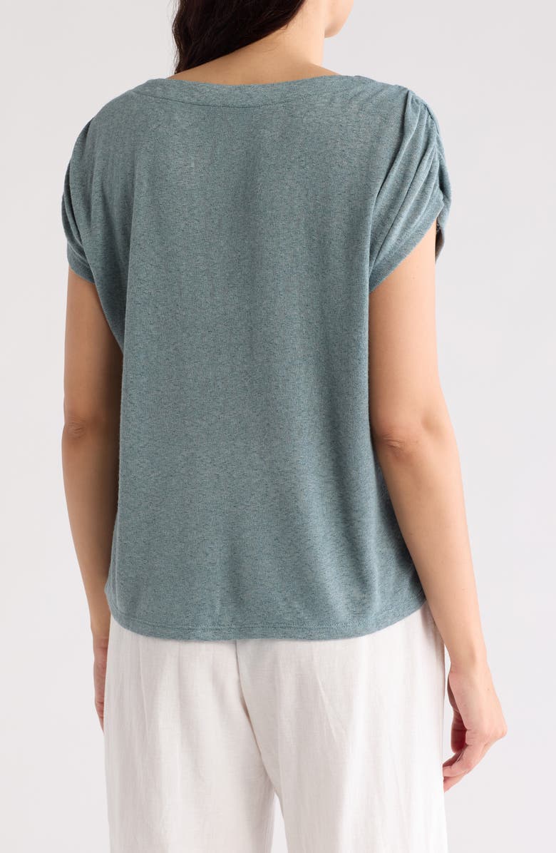 Bobeau Caty Shirred Shoulder T-Shirt, Alternate, color, Dusty Teal
