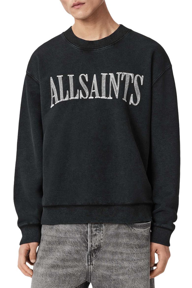 Dash Embroidered Sweatshirt, Main, color, WASHED BLACK