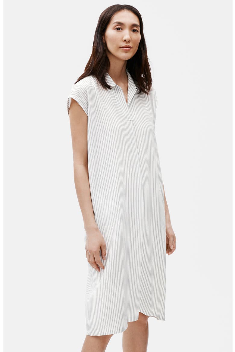 Stripe Silk Shirtdress, Alternate, color, IVORY/ BLACK