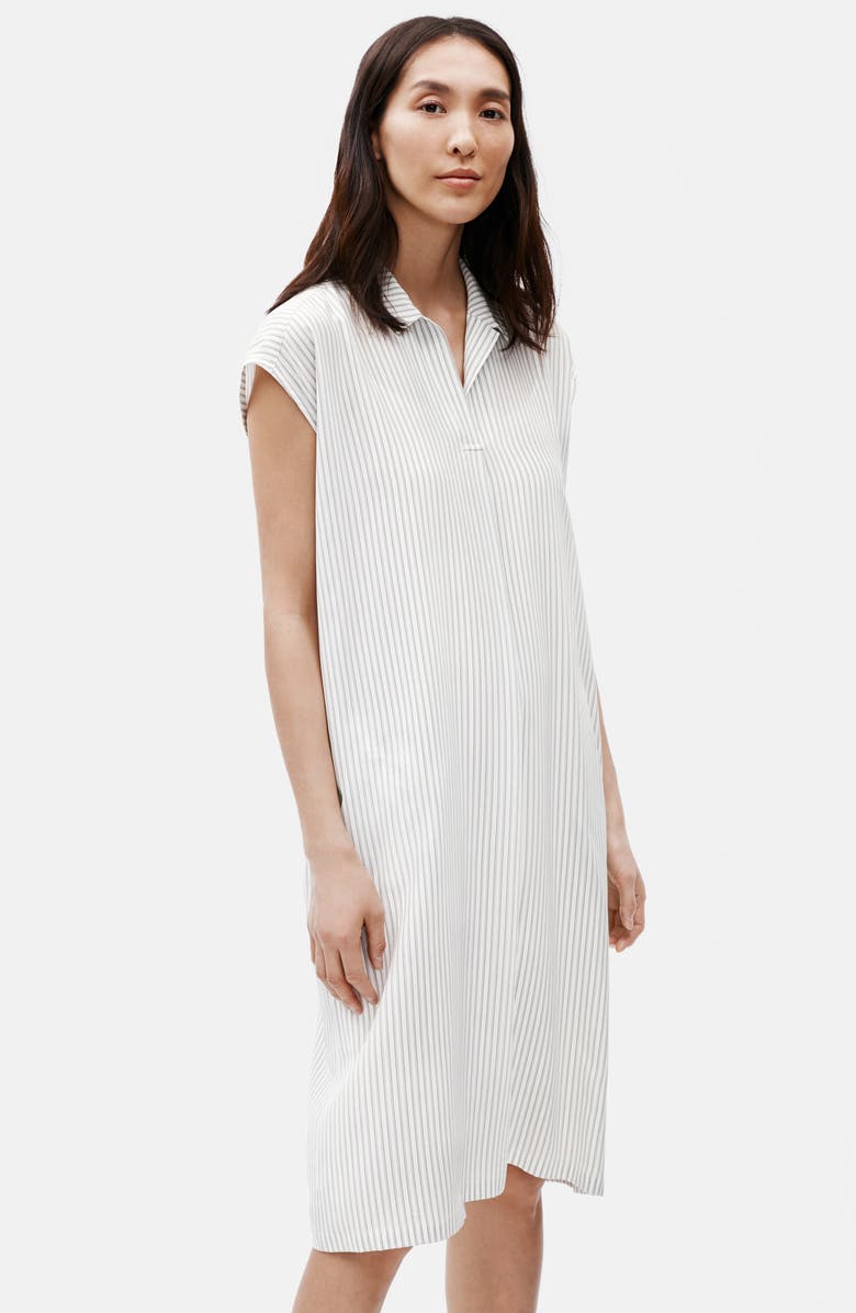 Eileen Fisher Stripe Silk Shirtdress, Alternate, color, 