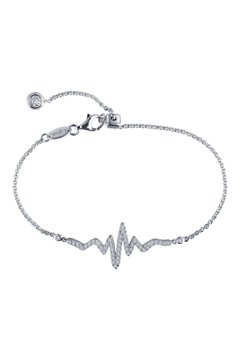 Heartbeat Simulated Diamond Bracelet, Main, color, SILVER/ CLEAR