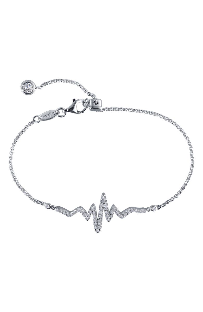 Lafonn Heartbeat Simulated Diamond Bracelet, Main, color, Silver/ Clear