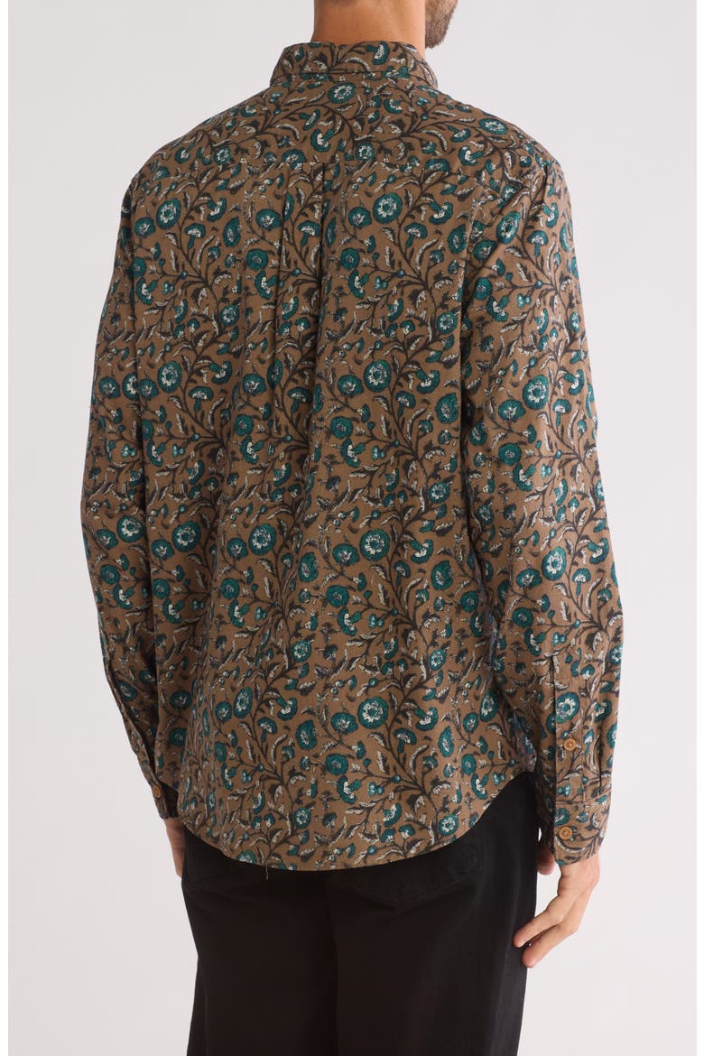 San Gabriel Patterned Long Sleeve Cotton Button-Up Shirt, Alternate, color, BROWN FLORAL