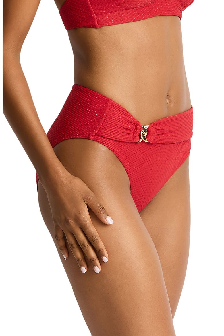 Luminara Mid Rise Bikini Bottoms, Alternate, color, RUBY
