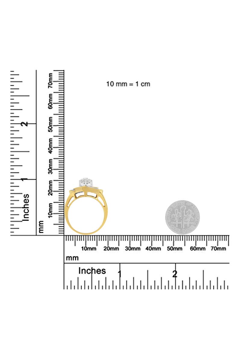 Haus of Brilliance 10K Yellow Gold 3/4 Cttw Diamond Cluster Ring, Alternate, color, Yellow Gold
