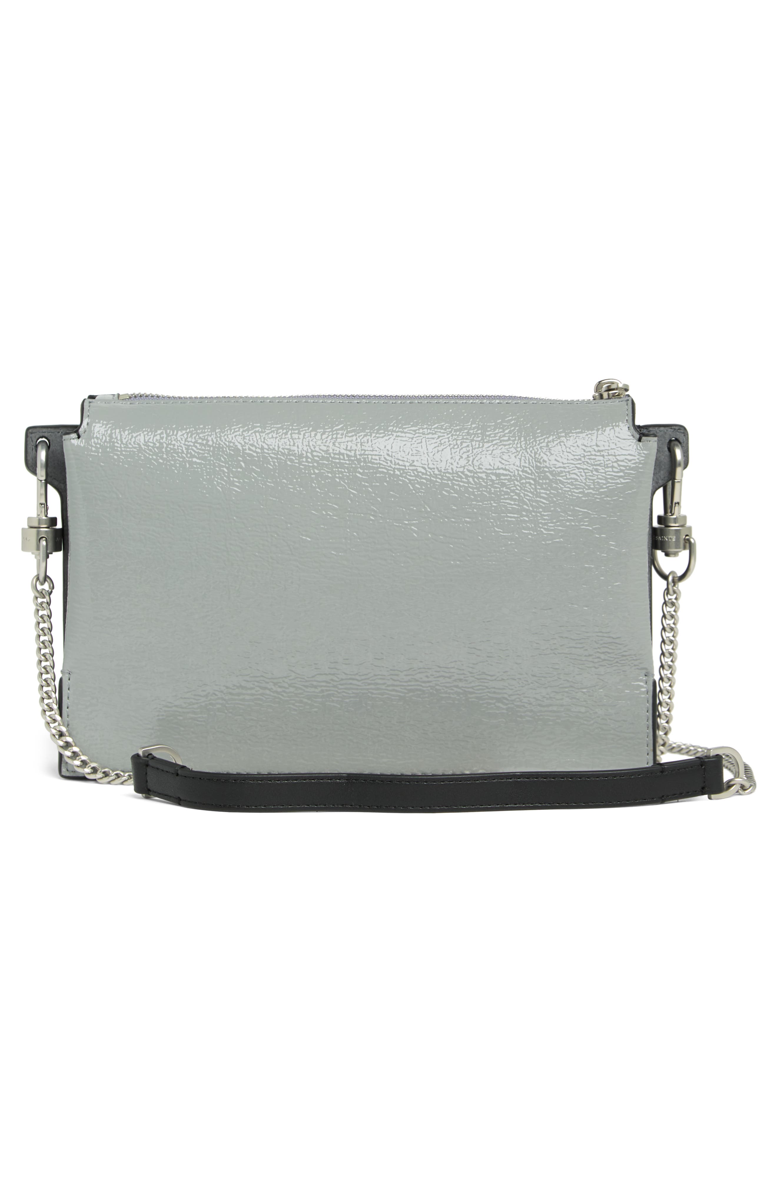 AllSaints Fletcher Croc Embossed Leather Crossbody Bag, Alternate, color, 