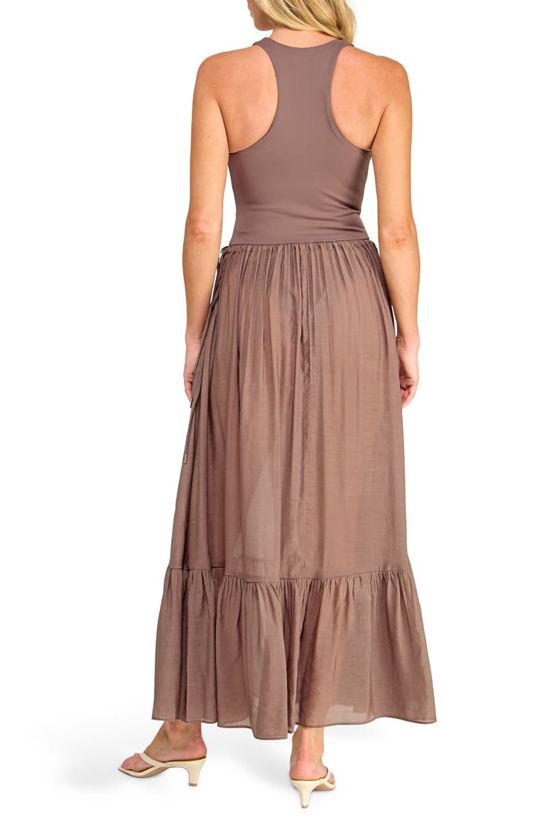 Fit & Flare Tiered Maxi Dress, Alternate, color, LATTE