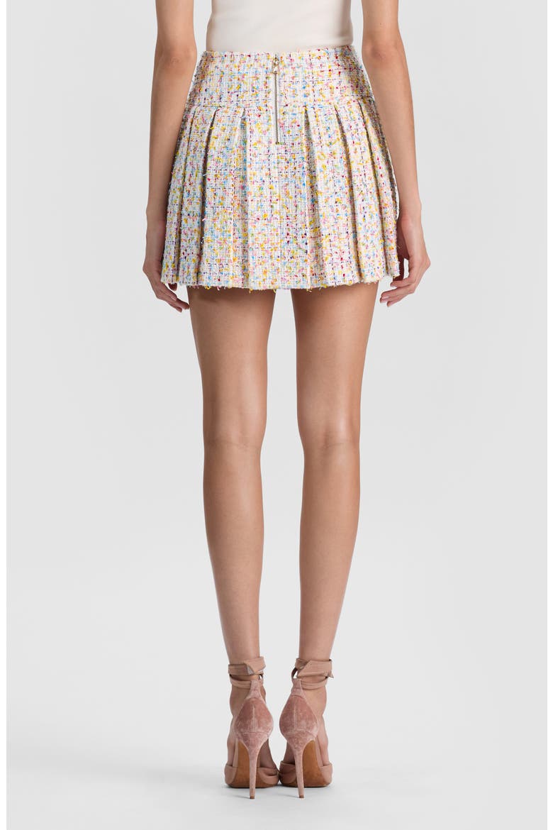 Emilie Box Pleat Tweed Miniskirt, Alternate, color, OFF WHITE/ MULTI