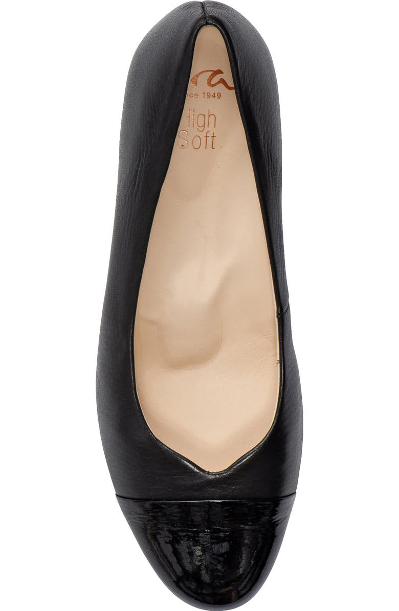 ara Nanette Block Heel Pump, Alternate, color, Black Calf / Black Patent Toe