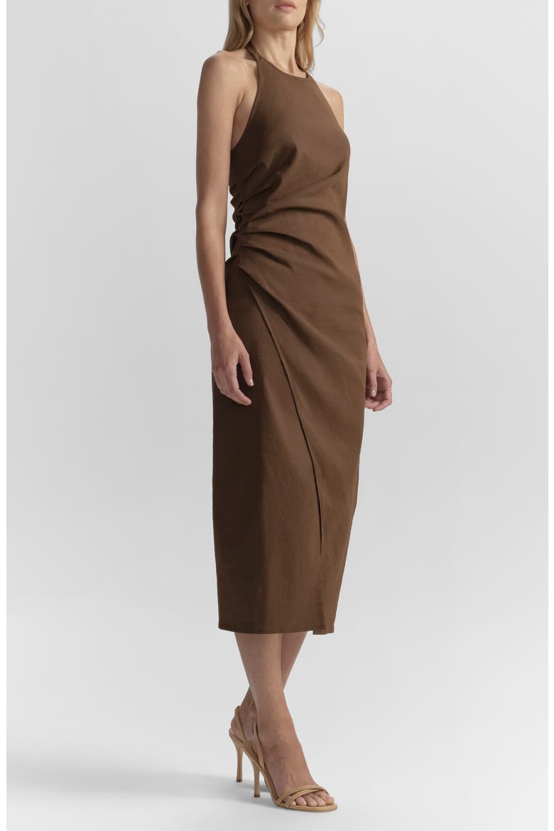 Sylvie Maxi Halter Dress, Alternate, color, MILK CHOCOLATE