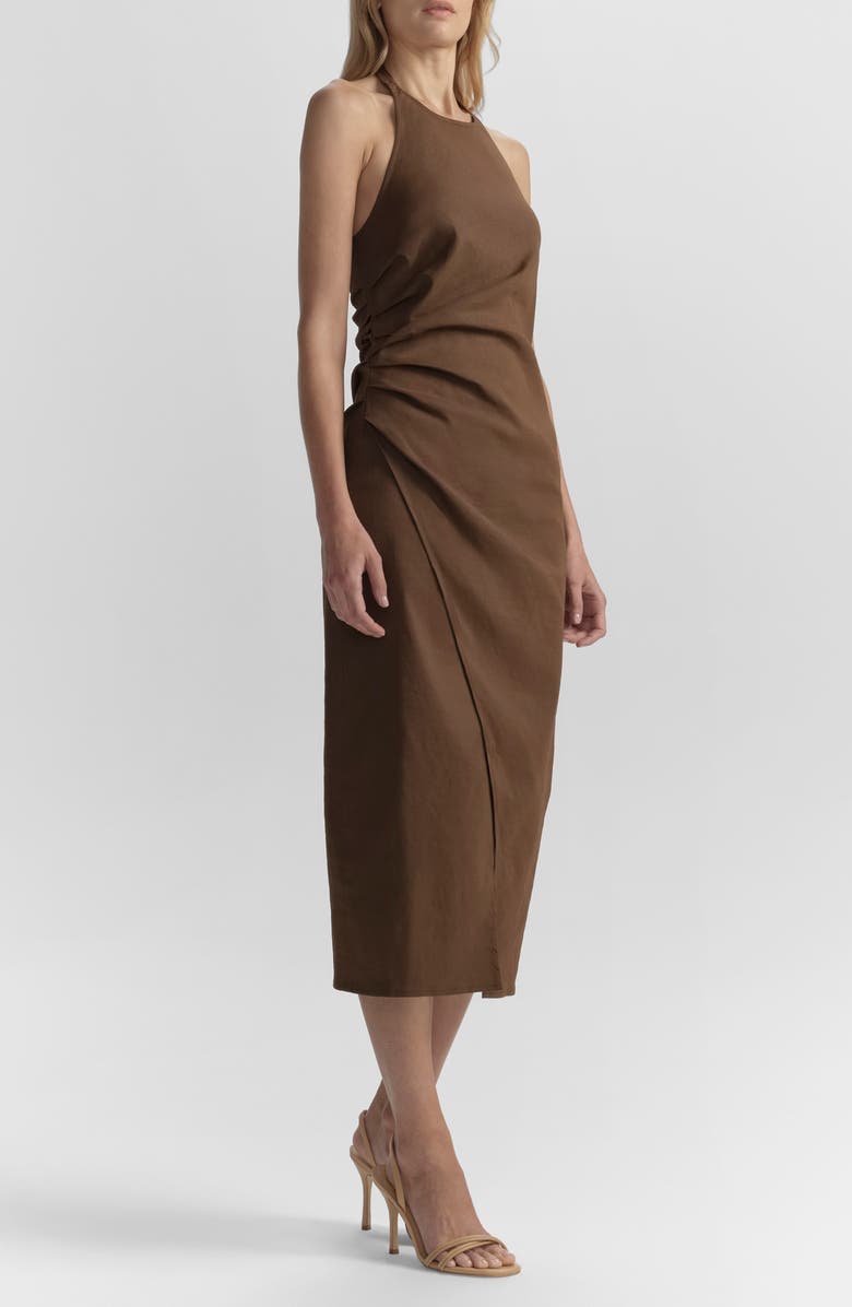 A.L.C. Sylvie Maxi Halter Dress, Alternate, color, Milk Chocolate
