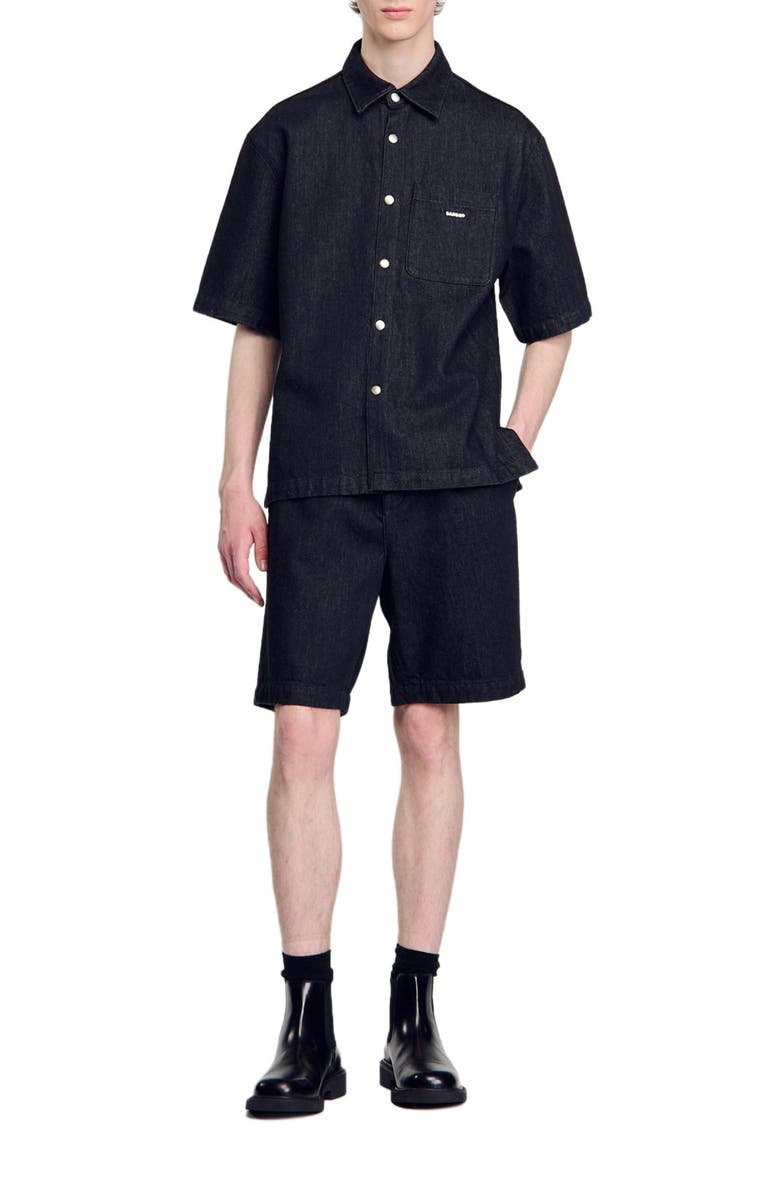 SANDRO Raw denim shirt, Alternate, color, 