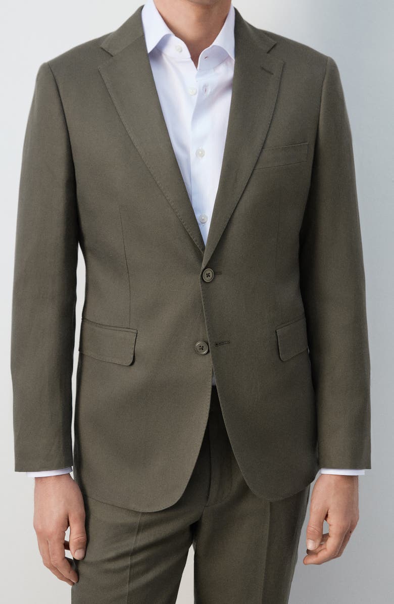 MANGO Amalfi Slim Fit Lyocell & Linen Blend Suit Jacket, Alternate, color, Khaki Green