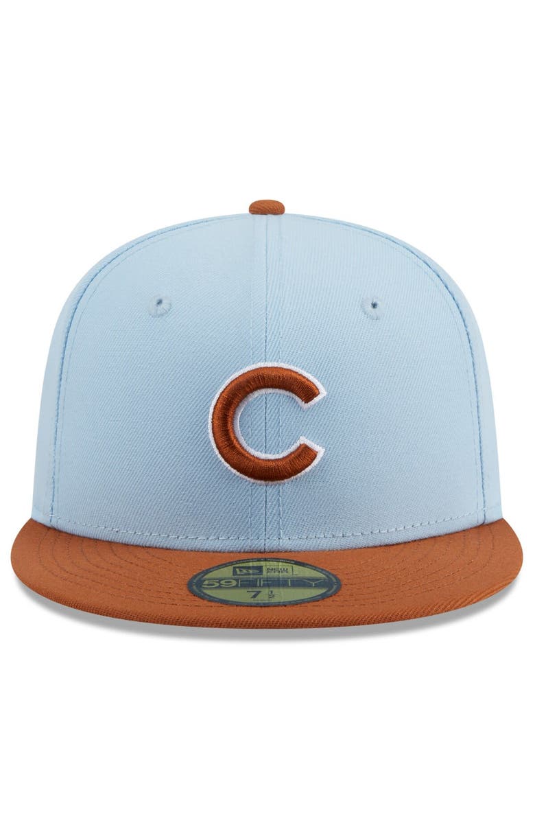 New Era Men's New Era Light Blue/Brown Chicago Cubs Spring Color Basic Two-Tone 59FIFTY Fitted Hat, Alternate, color, 