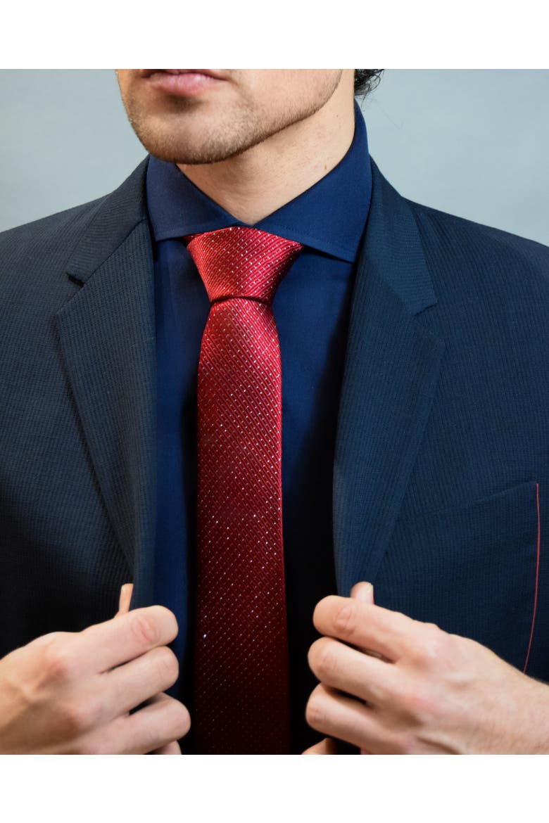 Grid Light Silk Jacquard Tie, Alternate, color, Burgundy