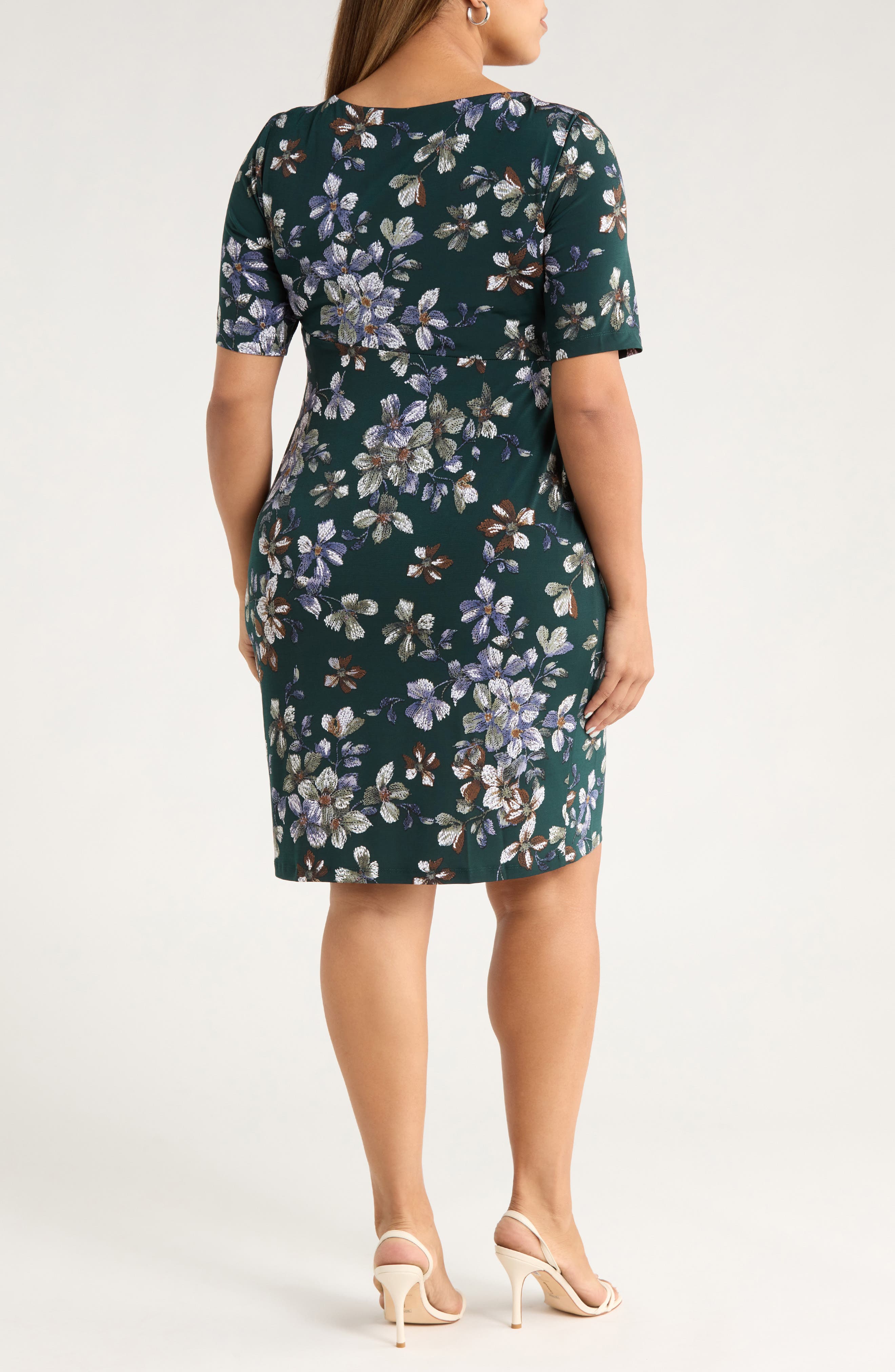 Floral Side Ruched Knit Dress - image 2
