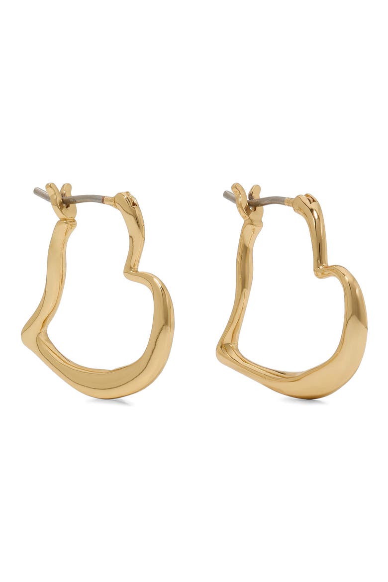 heart huggie hoop earrings, Main, color, GOLD