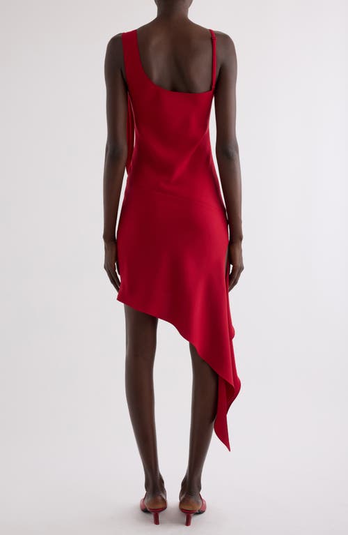 Shop Courrèges Knot Crepe Asymmetric Minidress In Ruby