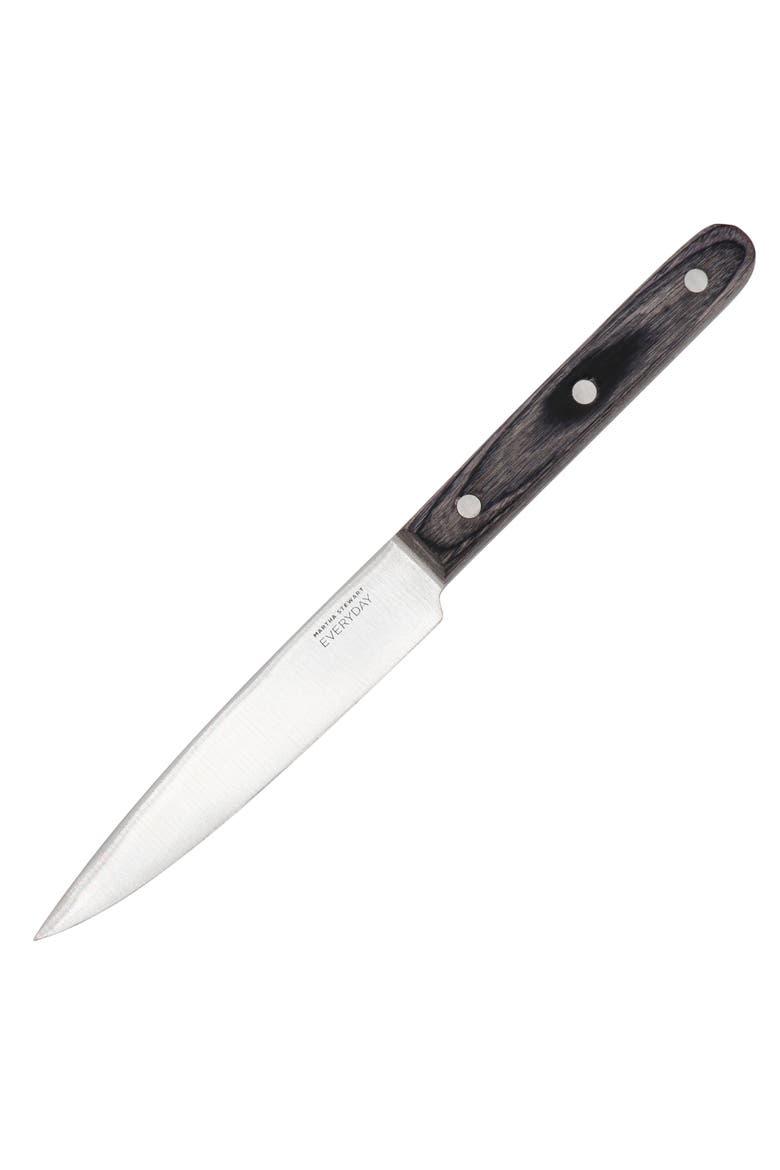 5 Inch Stainless Steel Utility Knife with Wood Handle, Main, color, Dark Gray