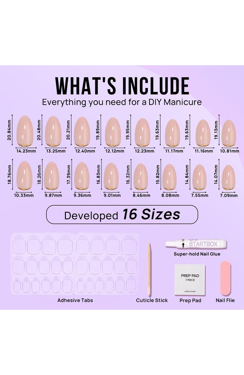 Btartboxnails Press-on Nails Set Short Almond, Alternate, color, Gold End
