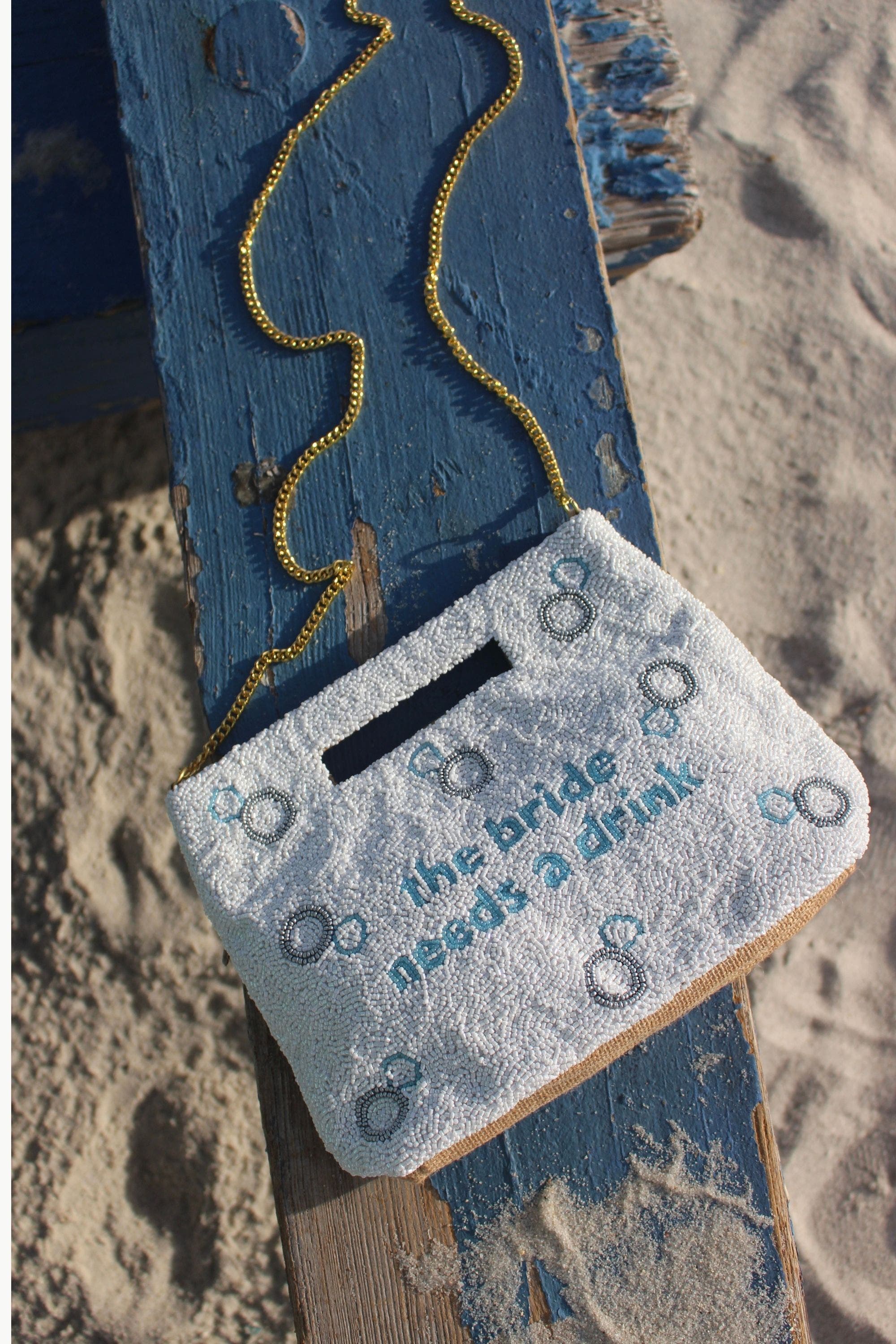 Island to East Side The Bride Needs a Drink Handle Pouch, Alternate, color, White