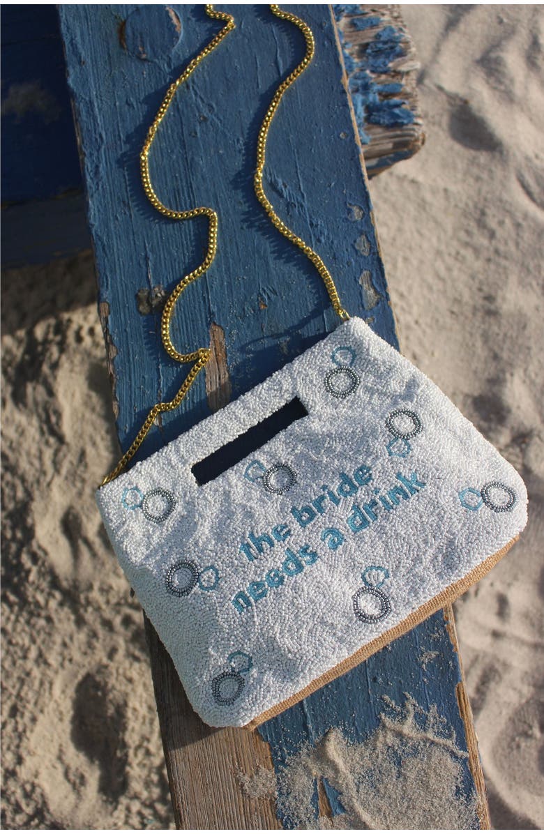 Island to East Side The Bride Needs a Drink Handle Pouch, Alternate, color, White