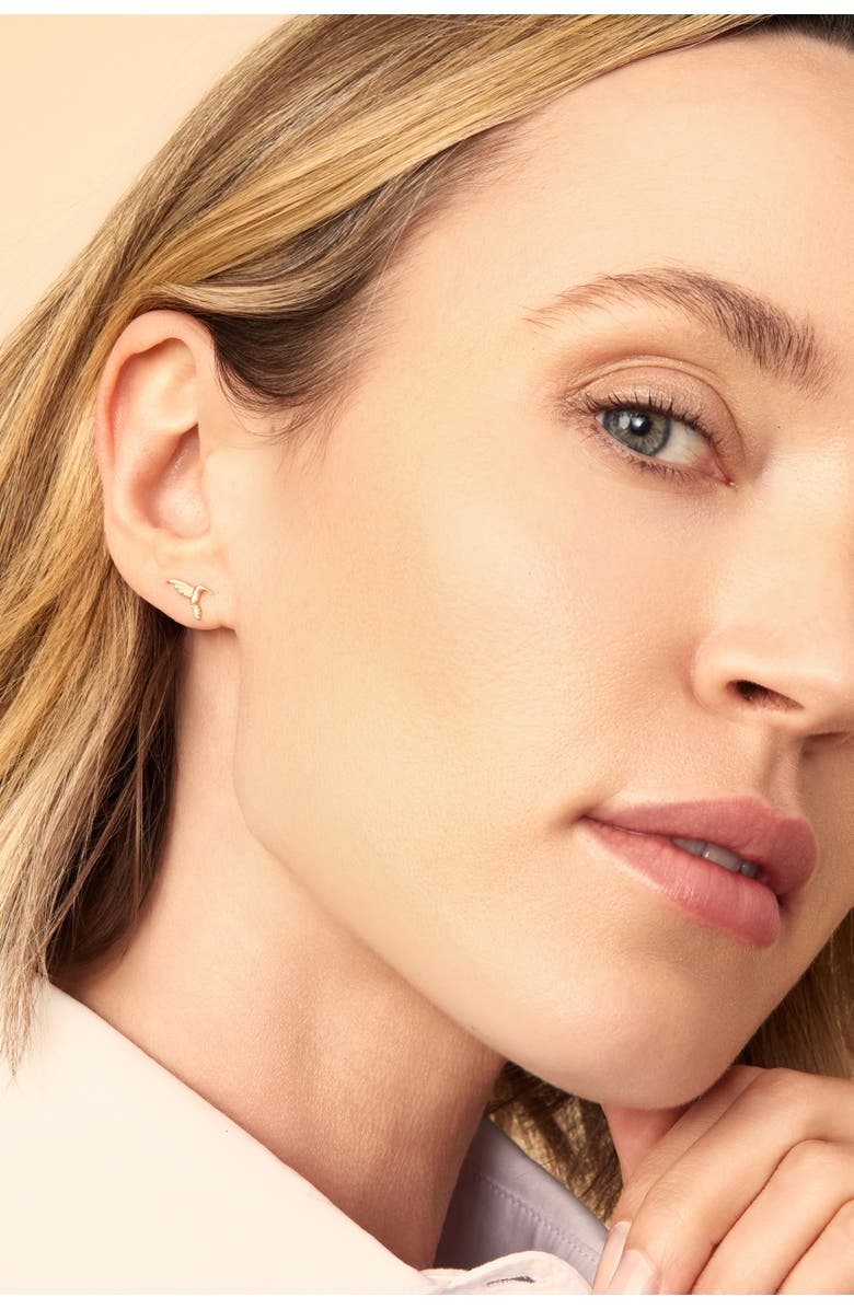 Oradina 14K Yellow Gold Freedom Dove Studs, Alternate, color, Yellow Gold