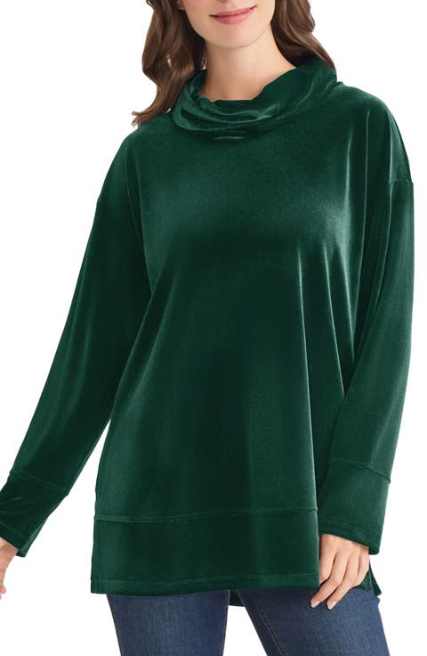 Velour Cowl Neck Tunic
