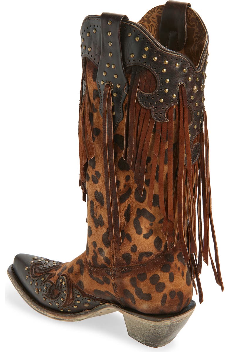CORRAL Fringe Overlay Western Boot, Alternate, color, Honey