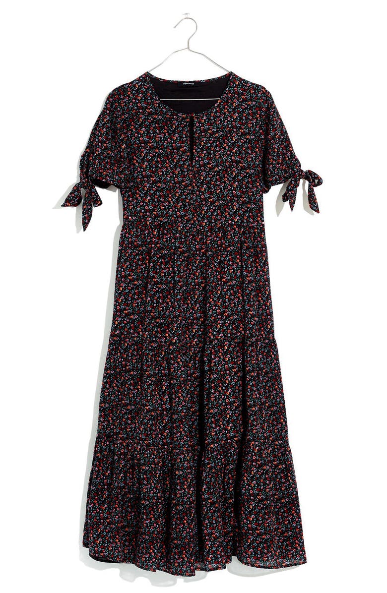 Madewell Fieldwalk Floral Tie Sleeve Tiered Midi Dress, Alternate, color,