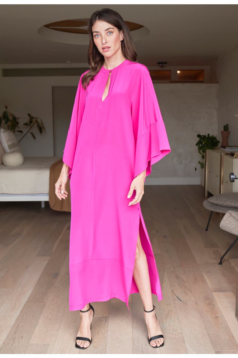 Wide Sleeve Silk Tunic Dress, Alternate, color, Fuchsia