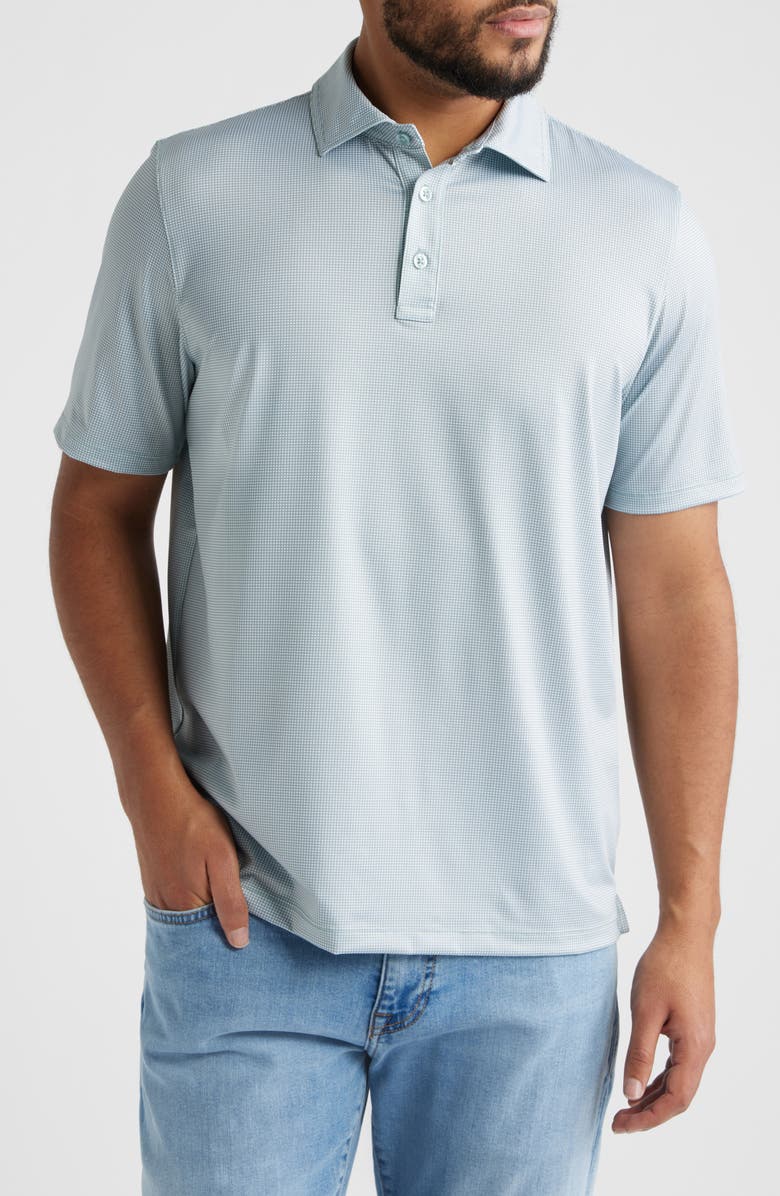 Johnston & Murphy XC+<sup>™</sup> Ace Micropattern Performance Golf Polo, Main, color, Sage/ White Gingham