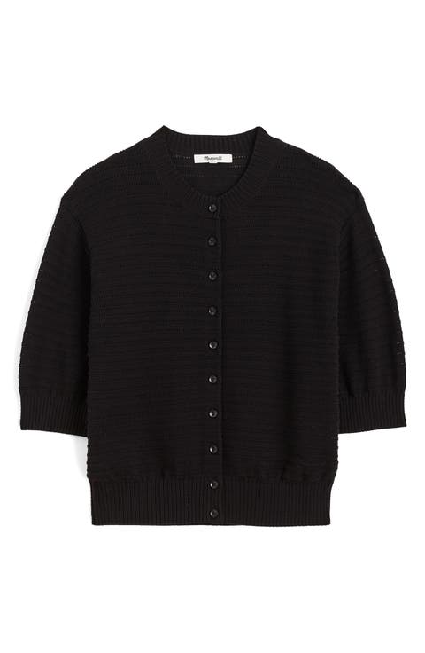 Textured Short Sleeve Cardigan