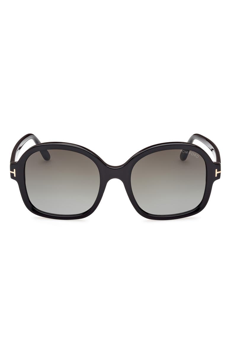 TOM FORD 68mm Butterfly Sunglasses, Main, color, Shiny Black / Gradient Smoke