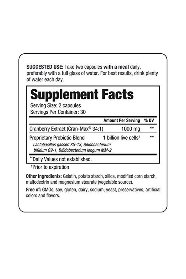 Cran+ Probiotic, Urinary Tract and bladder health, 60 capsules, Alternate, color, None