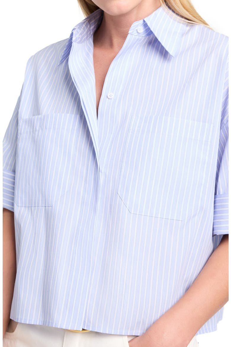 My Newest Mistake Pinstripe Button-Up Shirt, Alternate, color, BLUE HAVEN / WHITE