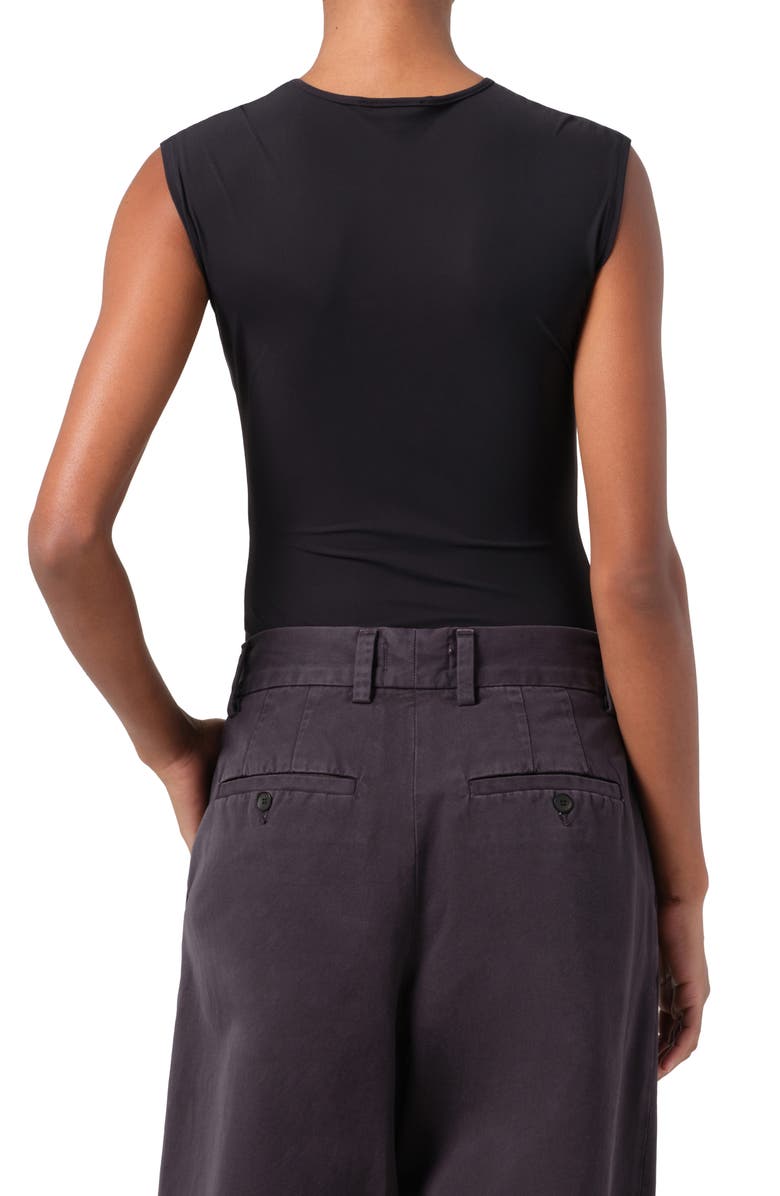 AGOLDE Aura Cap Sleeve Bodysuit, Alternate, color, Black