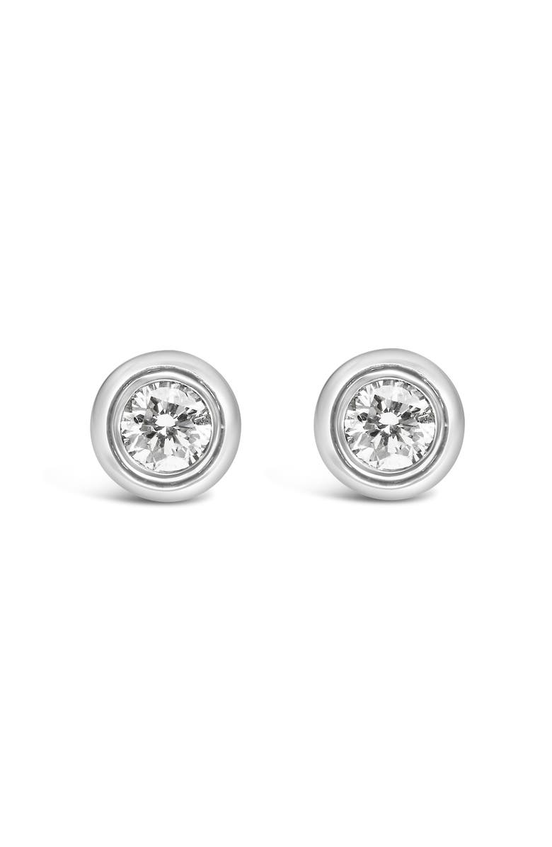 Haus of Brilliance Silver 1/5 Ct Lab-Grown Diamond Modern Bezel- Stud Earring, Main, color, White