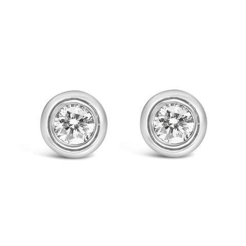 Silver 1/5 Ct Lab-Grown Diamond Modern Bezel- Stud Earring