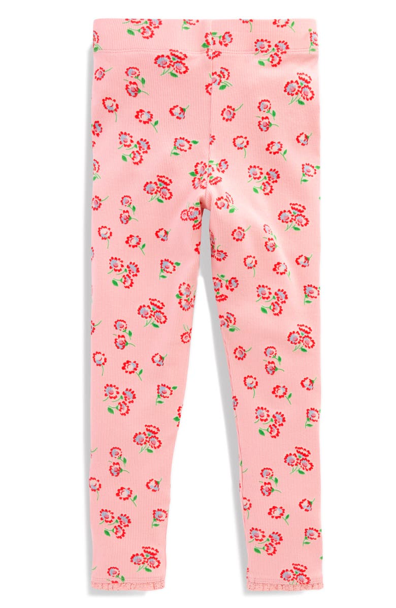 Mini Boden Kids' Stretch Cotton Rib Leggings, Alternate, color, Chalk Pink Daisy