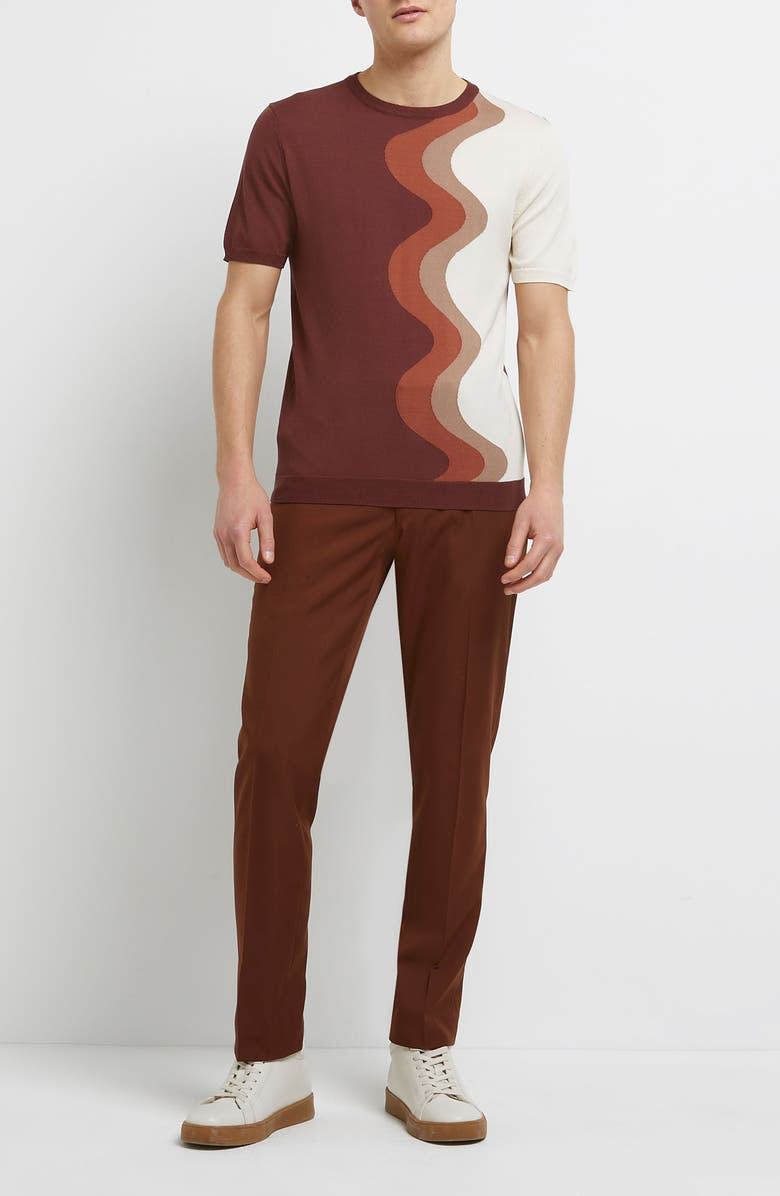 River Island Swirl Stripe Short Sleeve Sweater, Alternate, color, 