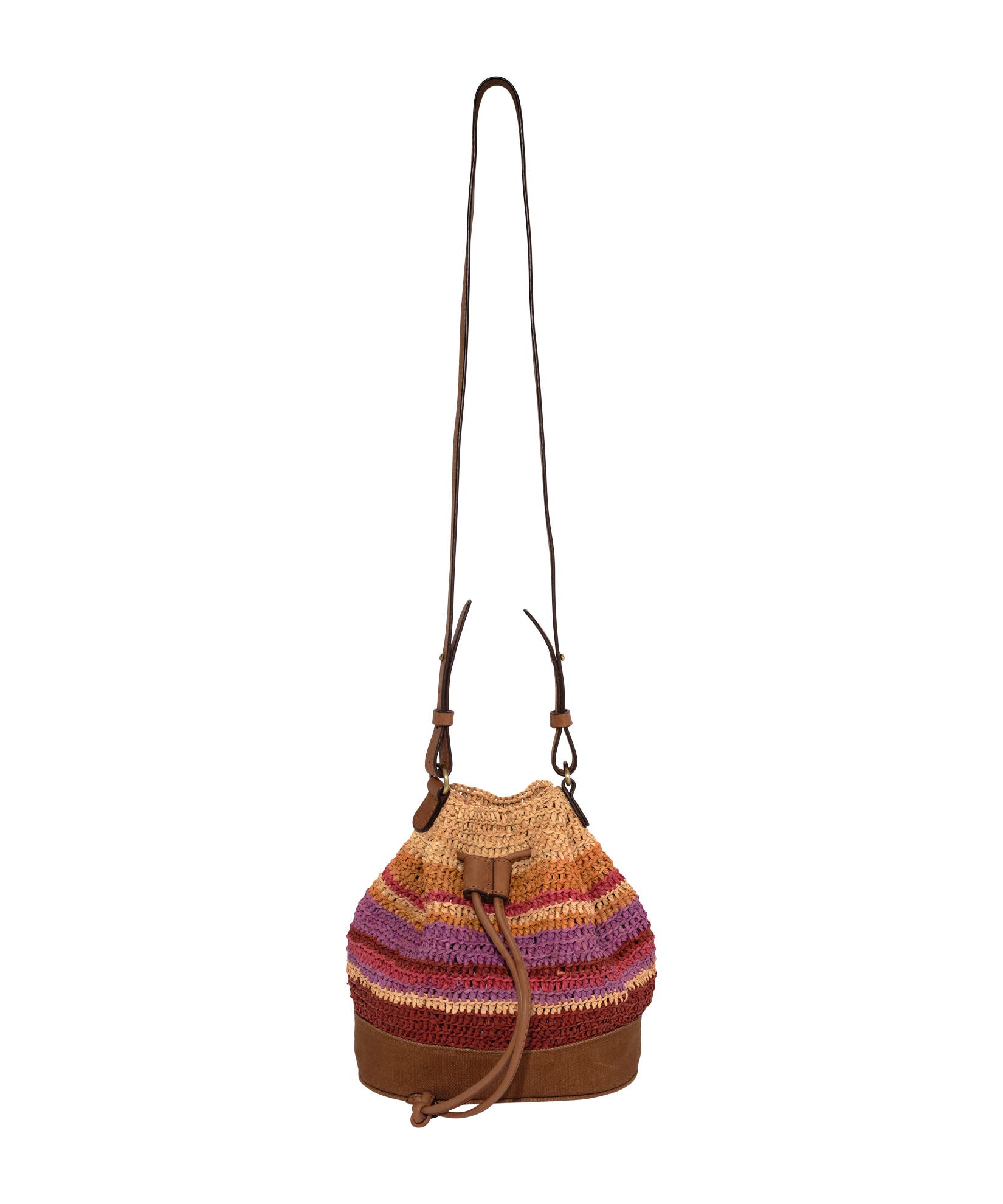 Striped Bucket Bag, Main, color, Canyon Sunset